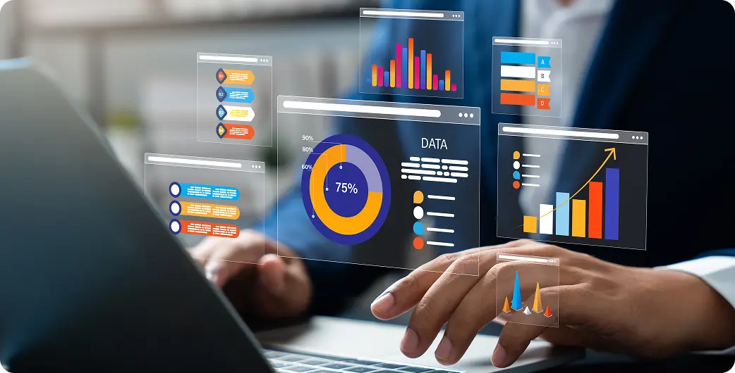 Business charts displayed on a computer